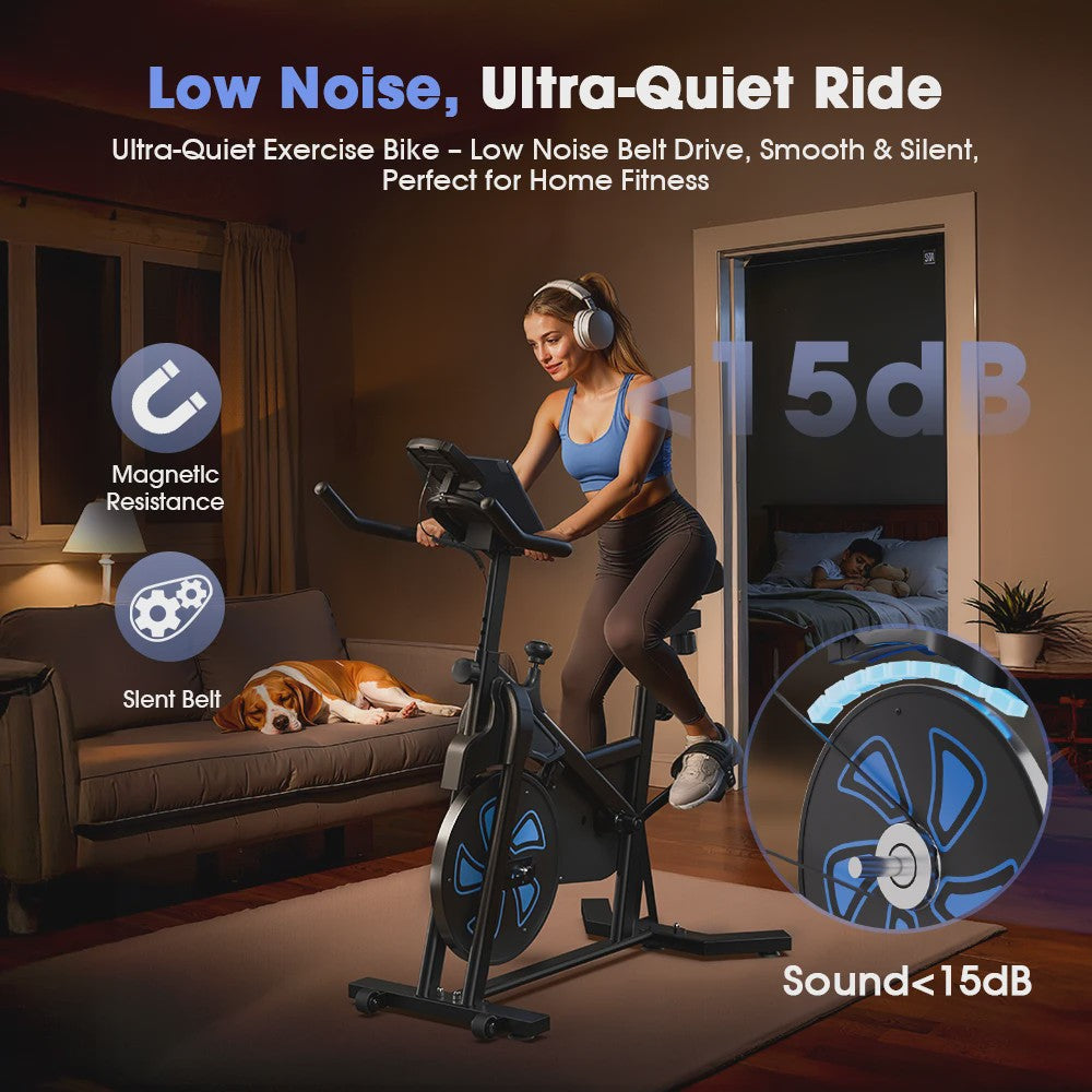 Indoor Hometrainer Fiets met 12KG Vliegwiel, 100 Niveaus Weerstand & Display