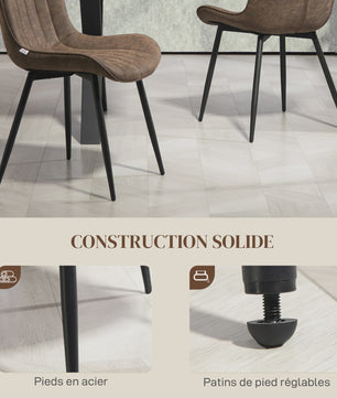 Set van 2 Moderne Gestoffeerde Eetkamerstoelen - Bruin