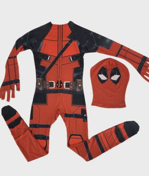 Deadpool Cosplay Kostuum Jumpsuit met Masker en Zwaarden voor Kinderen en Volwassenen
