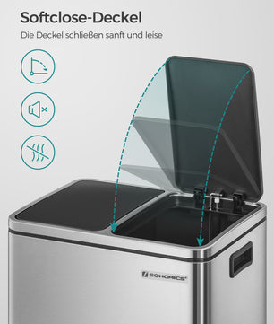 RVS Afvalscheidingsbak met 2x15L Emmer en Voetpedaal - 30L