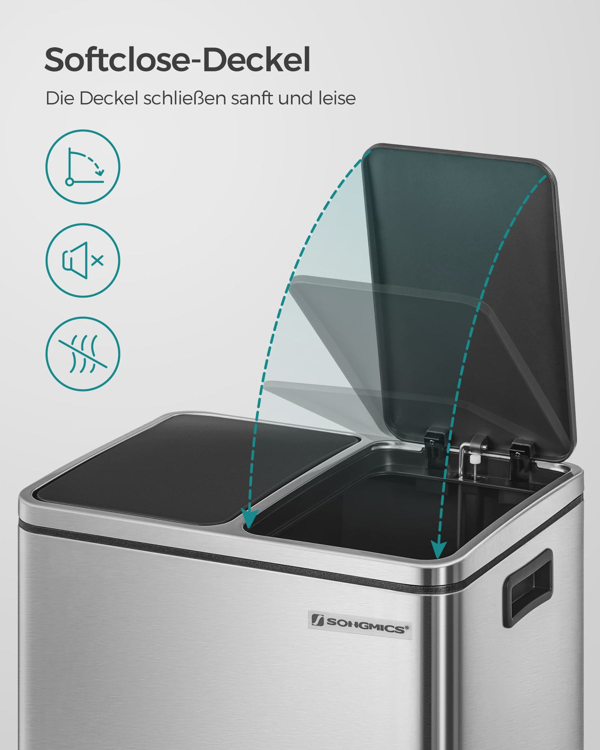 RVS Afvalscheidingsbak met 2x15L Emmer en Voetpedaal - 30L