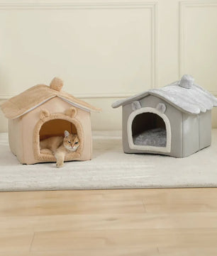 Opvouwbaar Katten- en Hondenhuisje met Uitneembaar Kussen - Wasbaar & Zacht