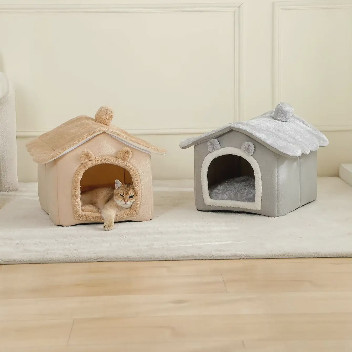 Opvouwbaar Katten- en Hondenhuisje met Uitneembaar Kussen - Wasbaar & Zacht