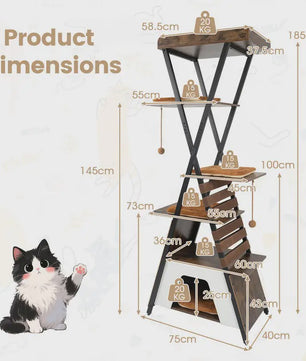 Moderne Kattenkrabpaal met Verhoogd Ligoppervlak en Grote Kattenhol - Bruin