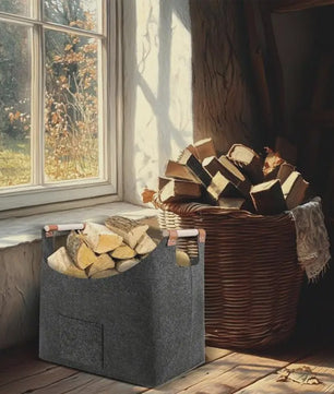 Stijlvolle Vilt Houtmand met Houten Handvatten - Opvouwbaar en Praktisch