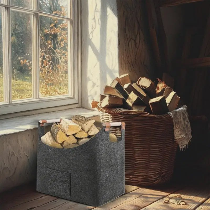 Stijlvolle Vilt Houtmand met Houten Handvatten - Opvouwbaar en Praktisch