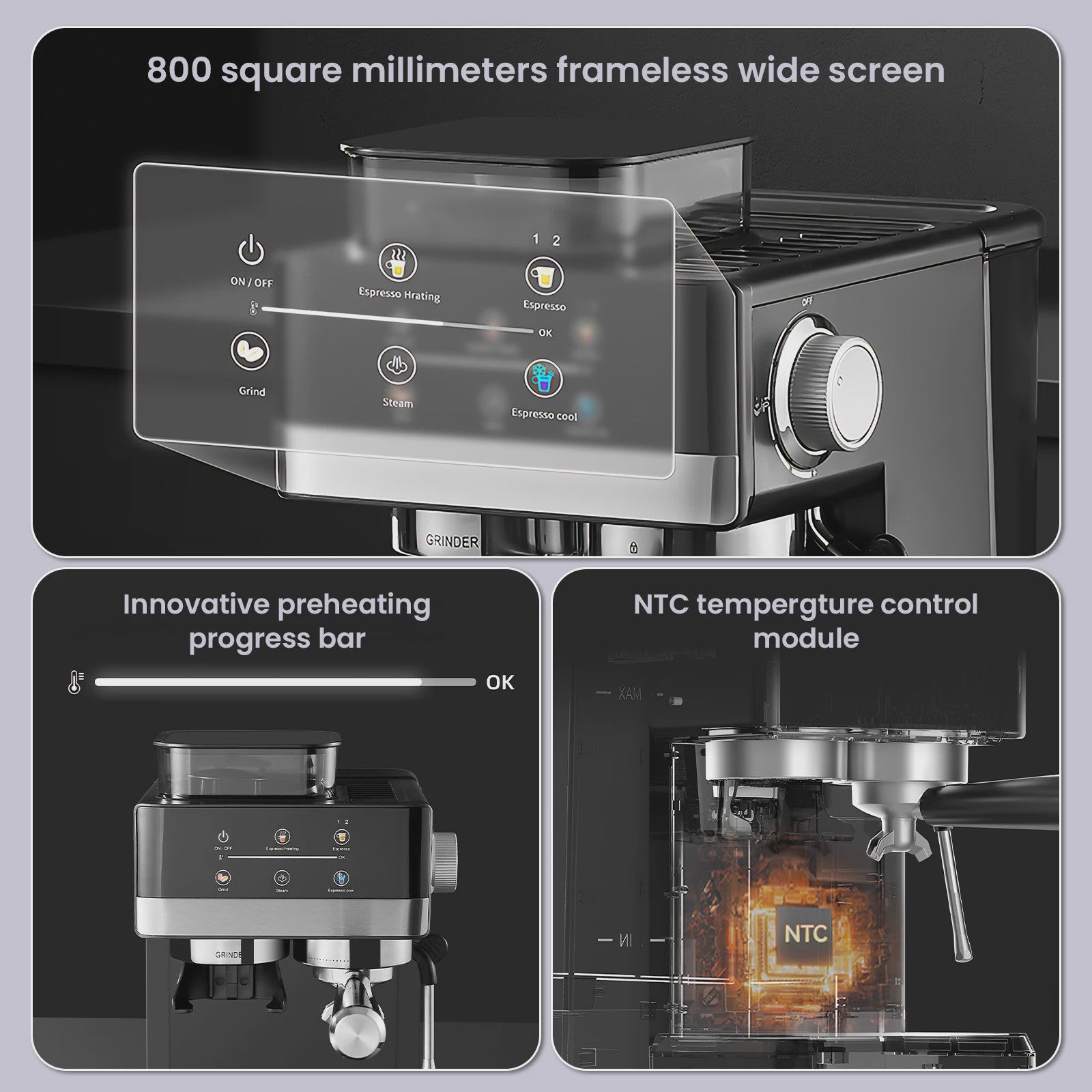 Volautomatische Espressomachine met Geïntegreerde Bonenmaler - 20 Bar, 1350W