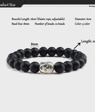 Buddha Hoofd Armband - Natuursteen & Lavasteen Kralen - Yoga & Gebedssieraden voor Dames en Heren