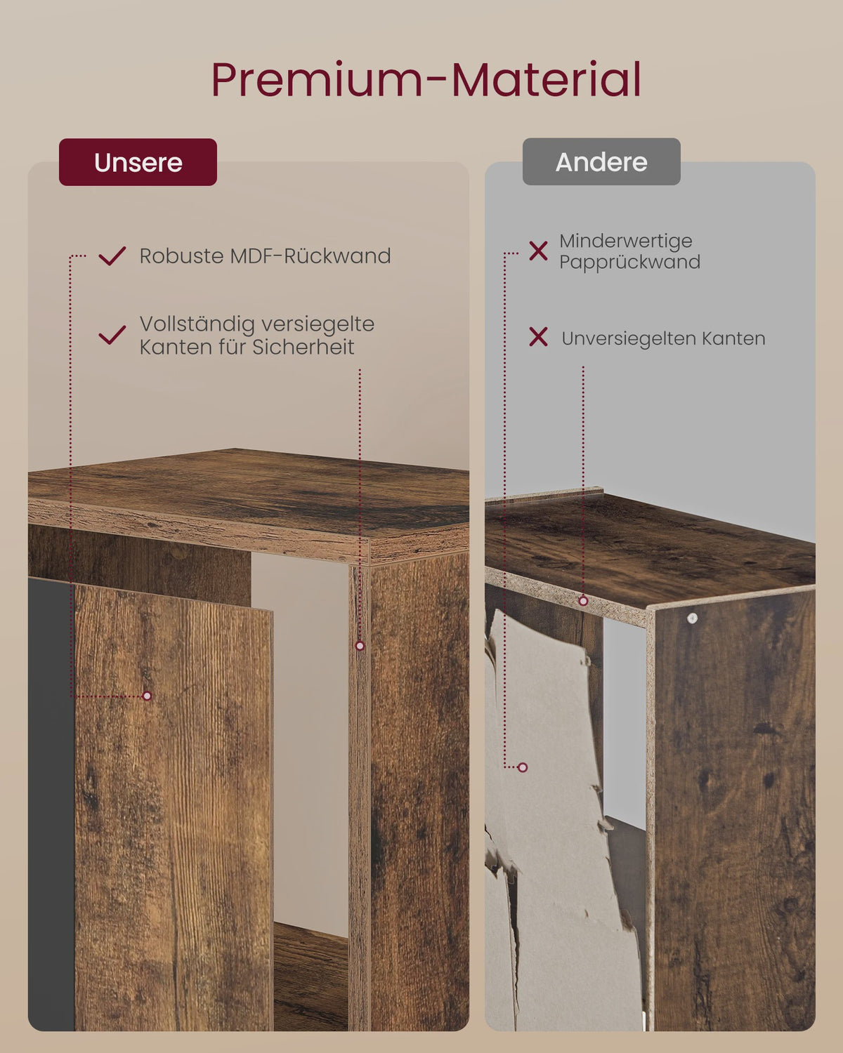 VASAGLE Boekenkast met 4 Verdiepingen - Open Opbergrek met Verstelbare Planken