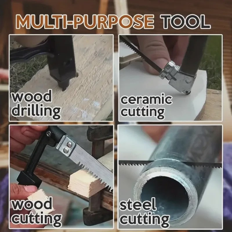 8-in-1 Multifunctionele Handzaag Kit met 6 Zaagbladen voor Metaal, Hout en Glas