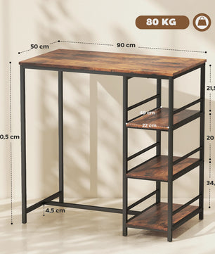 Stijlvolle Bartafel met 3 Opbergplanken - Keuken en Eetkamer