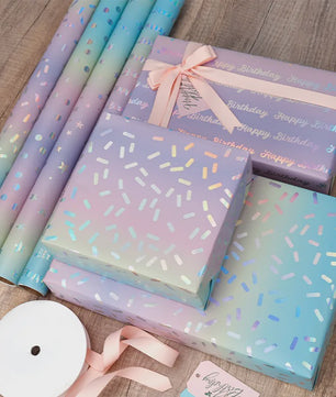 Feestelijk Regenboog Cadeaupapier met Sterren & Stippen - 43x300cm