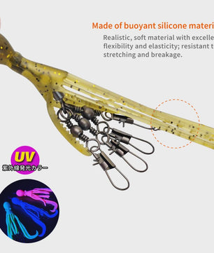 Set van 2 Siliconen Octopus Vishaas Connectoren met Swivels en Haken