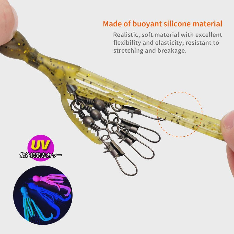 Set van 2 Siliconen Octopus Vishaas Connectoren met Swivels en Haken