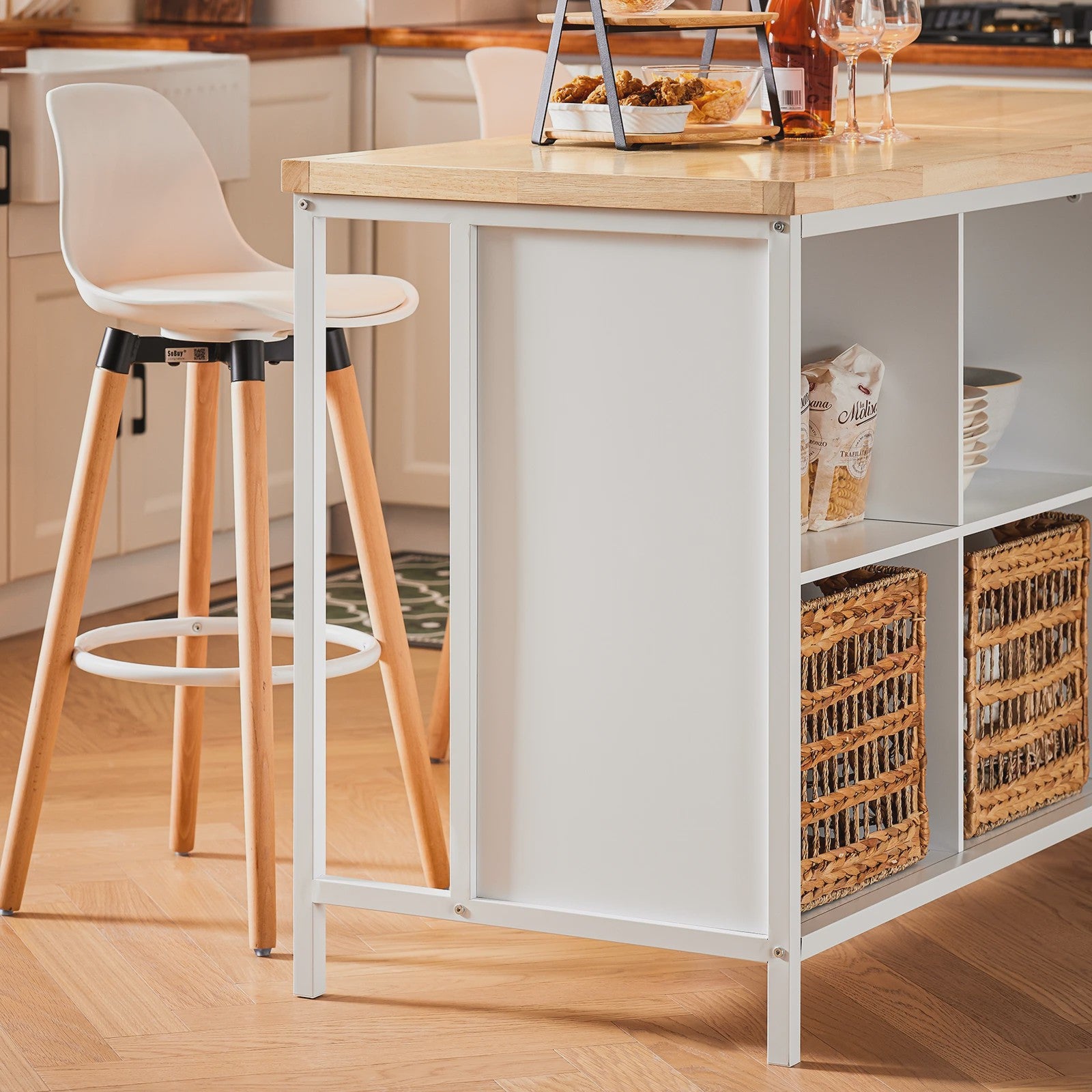 SoBuy Keuken Eiland met Opbergruimte, Buffetkast en Bartafel - 170cm Breed
