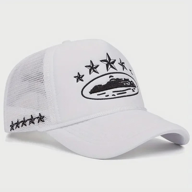 Unisex Trucker Cap met Mesh Achterkant en Unieke Print - Streetwear Stijl