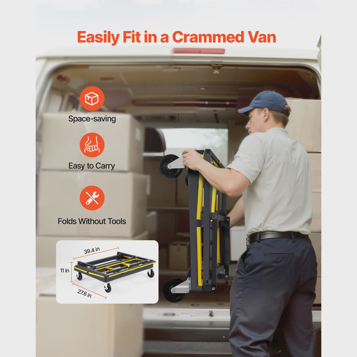 Robuuste Gipsplatenkar met Spanband & Uitklapbaar Dek - 1800 lbs / 816 kg Capaciteit