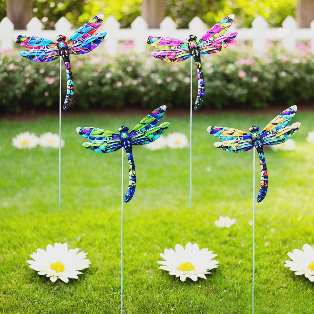 Set van 4 Decoratieve Tuin Vlinders - IJzeren Sierobjecten voor Buiten