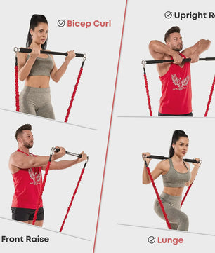 Fitness Bar met Weerstandsbanden: Complete Set voor Thuis & Pilates/Yoga Training