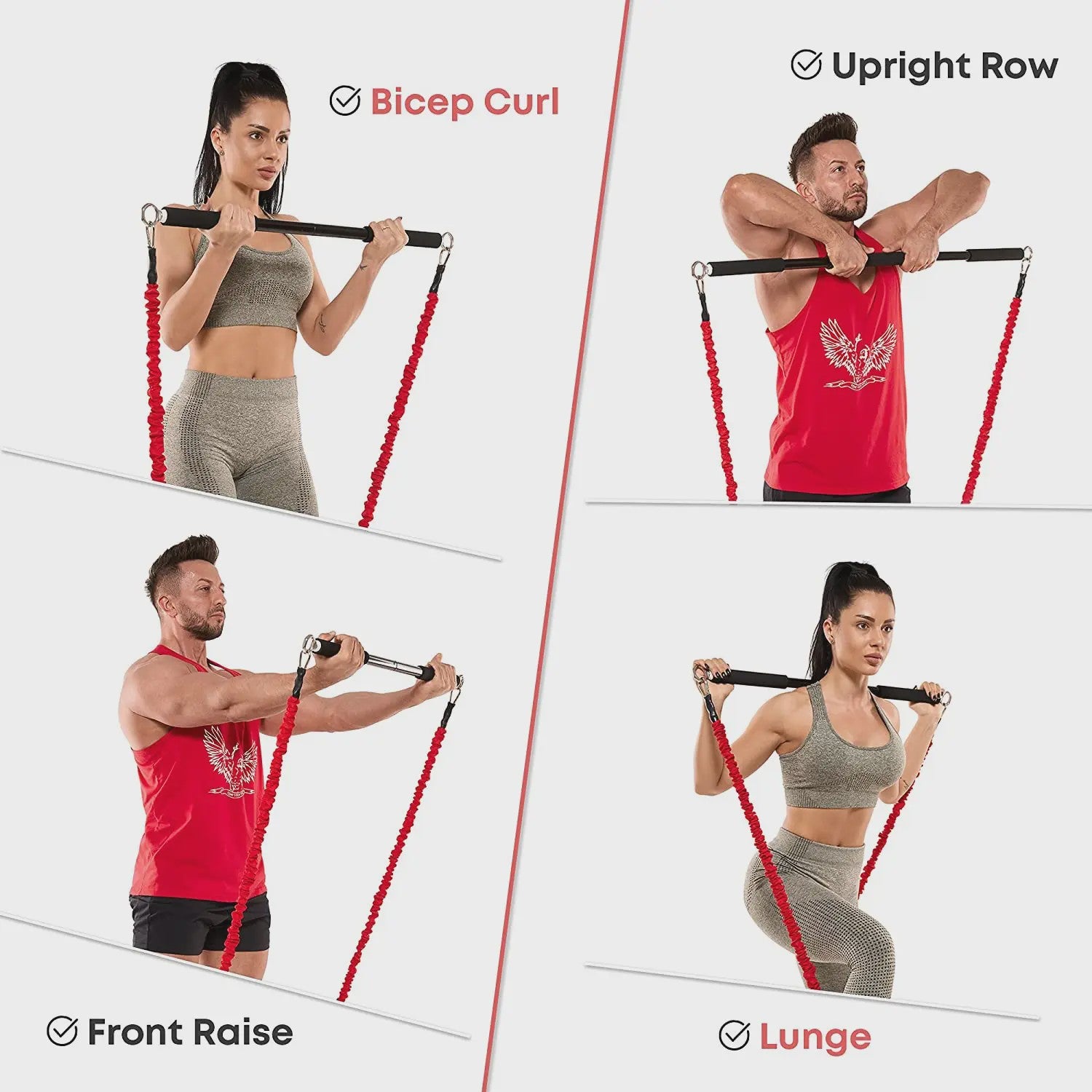 Fitness Bar met Weerstandsbanden: Complete Set voor Thuis & Pilates/Yoga Training