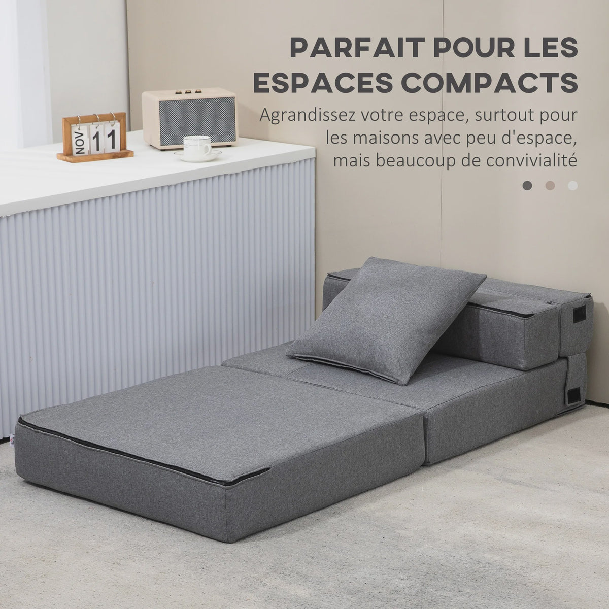 HOMCOM 1-Persoons Fauteuil Bed - Verstelbare Stoel met Afneembaar Kussen