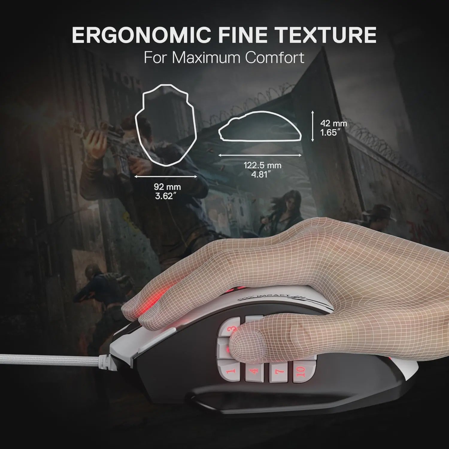 Redragon M908 Impact MMO Gaming Muis - RGB, Ergonomisch, 24000 DPI, 18 Programmeerbare Knoppen