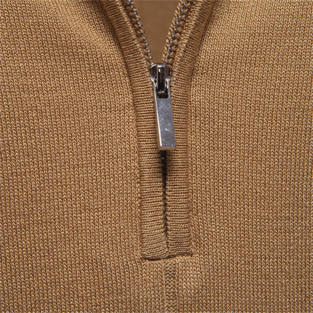 Heren Gebreide Polo met Rits - Slim Fit Sport & Casual