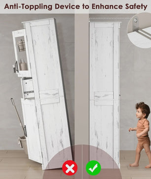 Hoge Kast met 4 Deuren, Lade en Glazen Deuren - 170 cm - Veel Opbergruimte