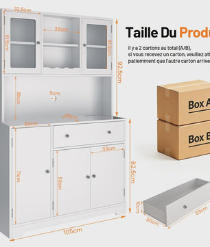 Multifunctioneel Buffetkast Sideboard 105x175cm met Werkblad, Stroompunten en USB - Woonkamer & Keuken