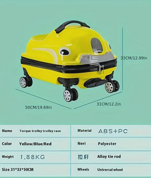 Vrolijke 20-Inch Kinderkoffer in Cartoon Auto Design - Stevig ABS PC met Spinnerwielen
