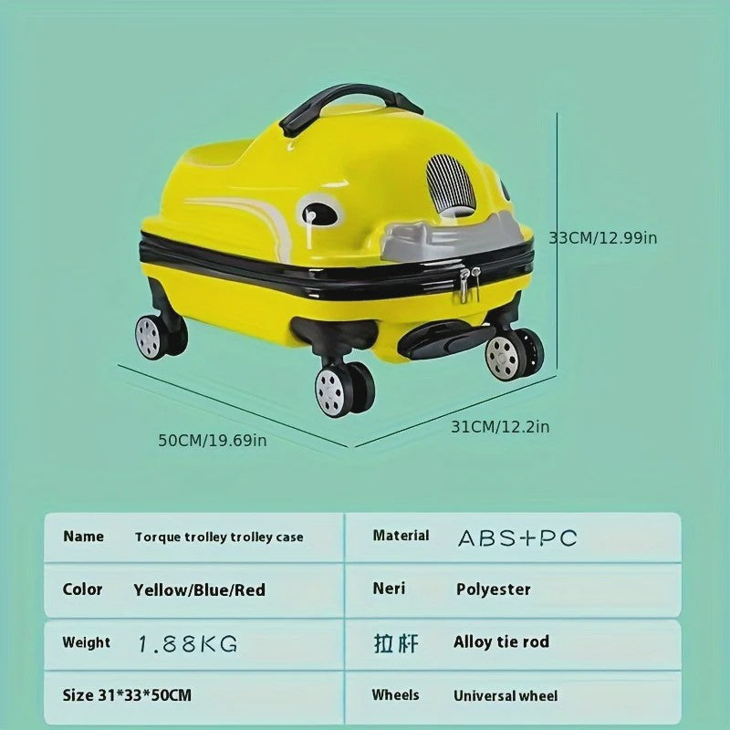 Vrolijke 20-Inch Kinderkoffer in Cartoon Auto Design - Stevig ABS PC met Spinnerwielen