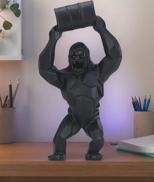 Unieke Gorilla Beeld met Vat - Hars Decoratie voor Woonkamer