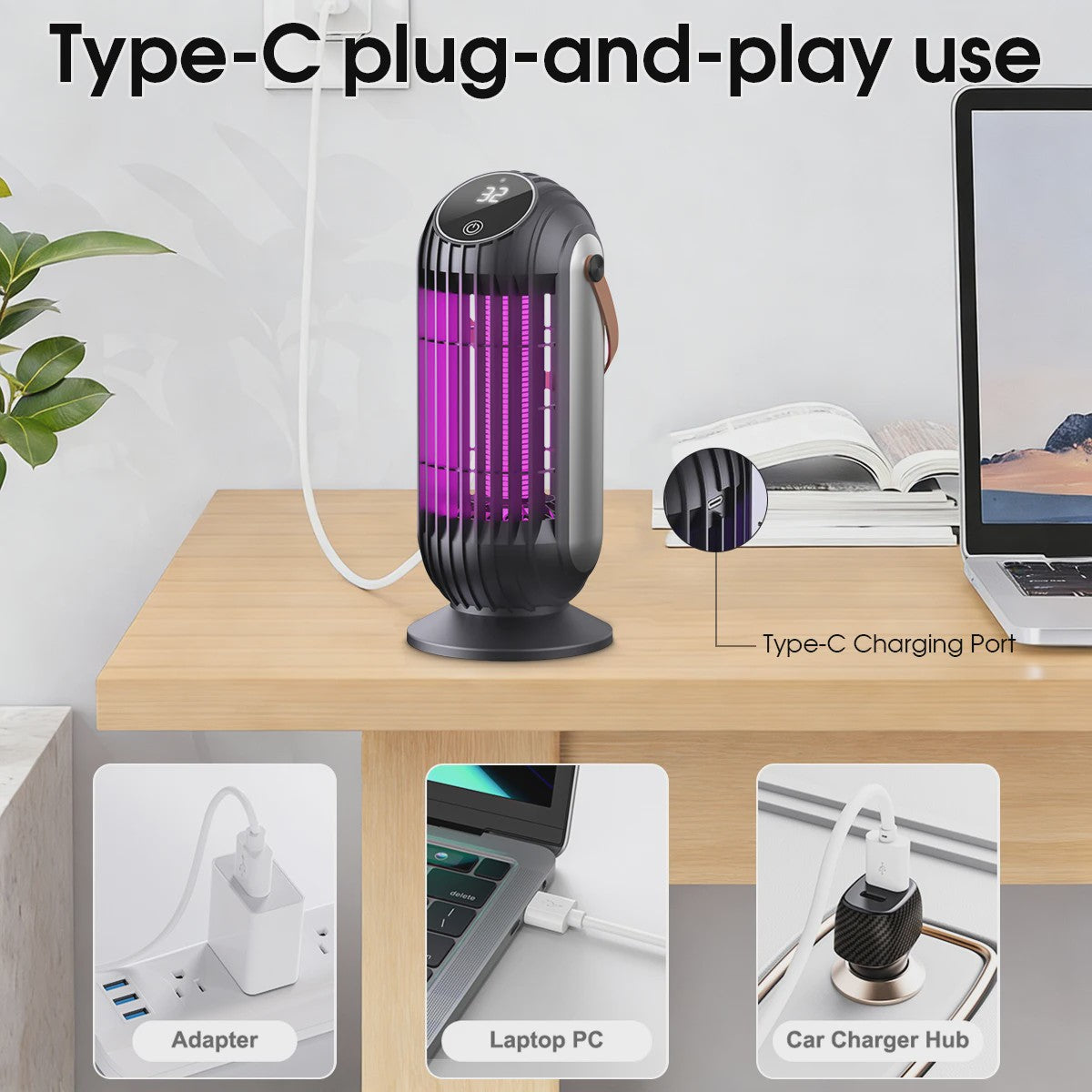 Oplaadbare Muggenlamp 4000mAh - 2-in-1 Insectendoder & Nachtlampje