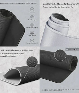 Extra Grote XL Gaming Muismat - Zwart/Wit Abstract Design