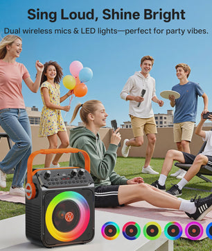 T35 Karaoke Bluetooth Speaker met Dubbele Microfoons en Lichtshow