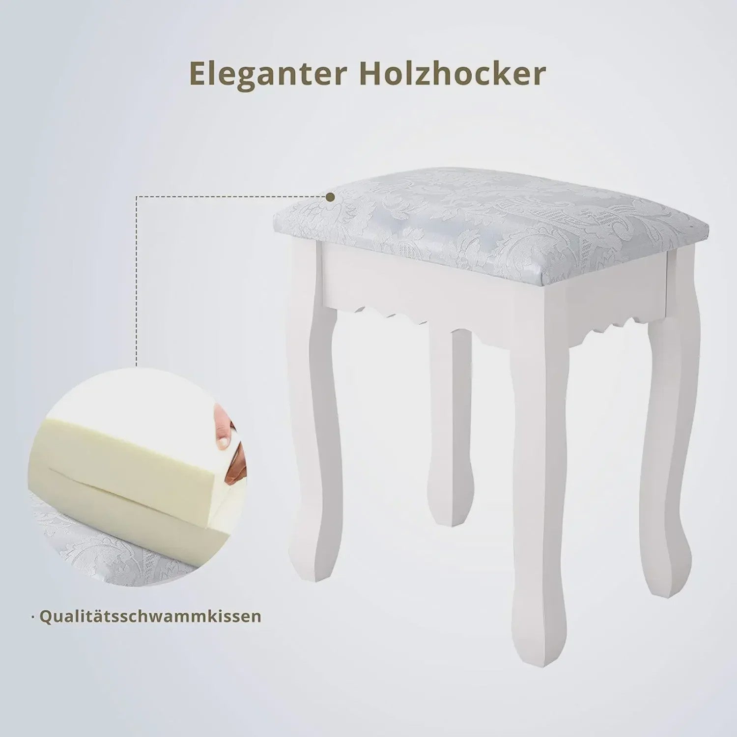 Klassieke Kaptafel met Spiegel en Krukje - Wit