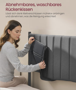 VASAGLE Bedframe 160x200 cm met Opbergruimte, Grijze Hoofdbord en Opklapbaar Lattenbodem