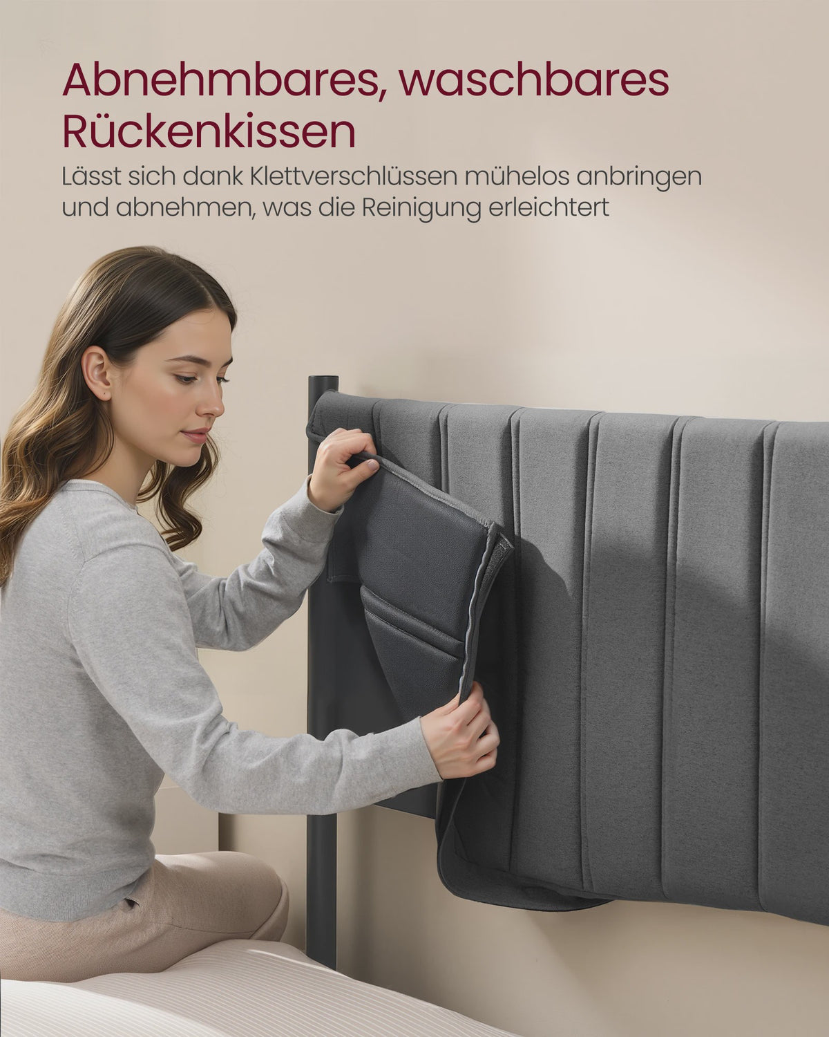 VASAGLE Bedframe 160x200 cm met Opbergruimte, Grijze Hoofdbord en Opklapbaar Lattenbodem