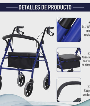 Homcom Walker for Adults with Adjustable Seat and Foldable Footrest