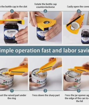 Multifunctionele Blikopener, Flesopener en Potopener - 5-in-1 Keukenhulp