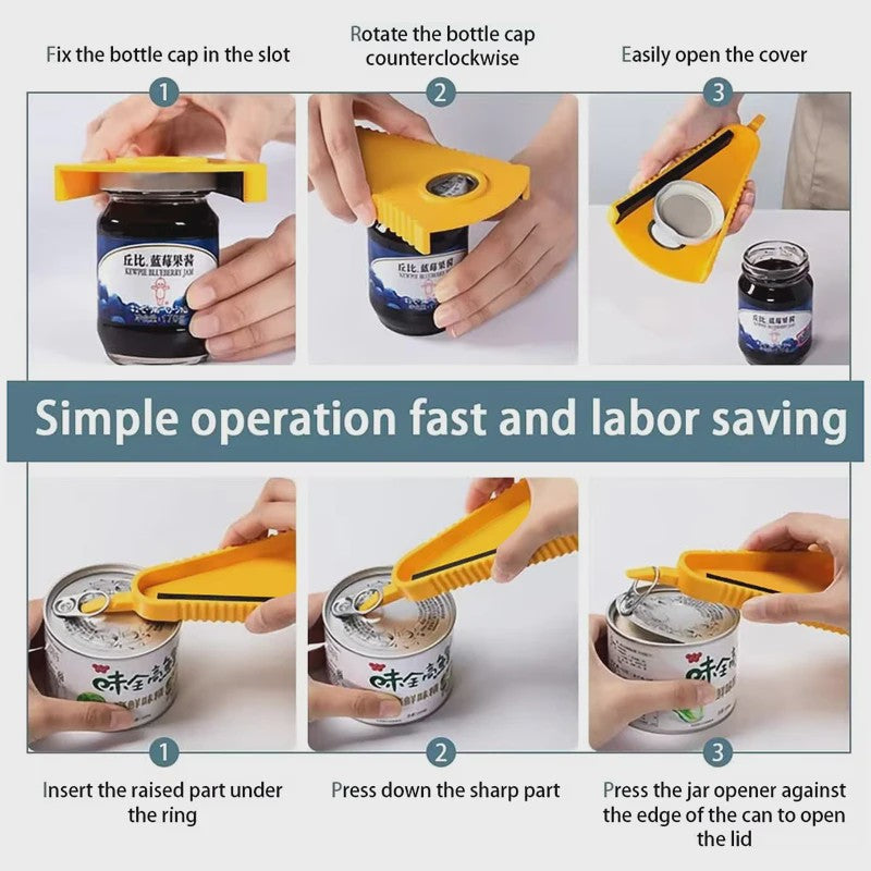Multifunctionele Blikopener, Flesopener en Potopener - 5-in-1 Keukenhulp