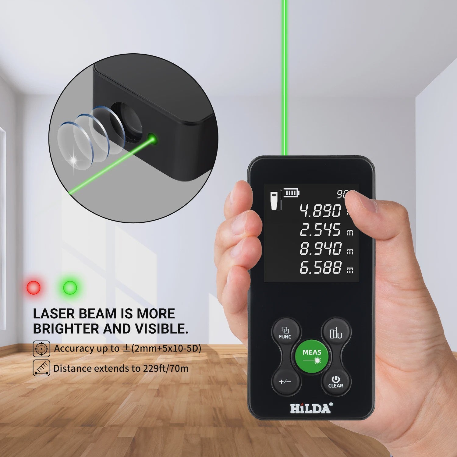 HILDA Laser Afstandsmeter 120M - Hoekmeting, Dubbele Laser & Oplaadbaar
