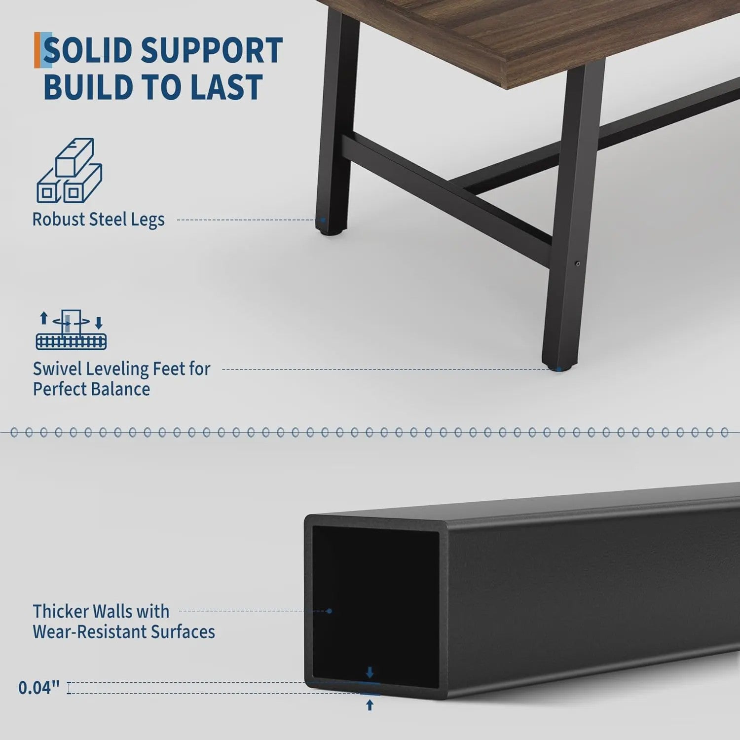 Industriële Eettafel 71" voor 6-8 Personen - Ruim Rechthoekig Keukentafel met Stalen Frame
