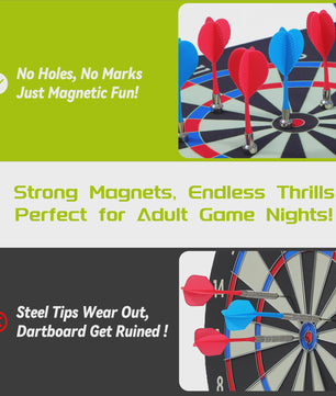 Dubbelzijdig Magnetisch Dartbord 15 Inch met 12 Darts & Haak - Plezier voor Feestjes en Spelletjes