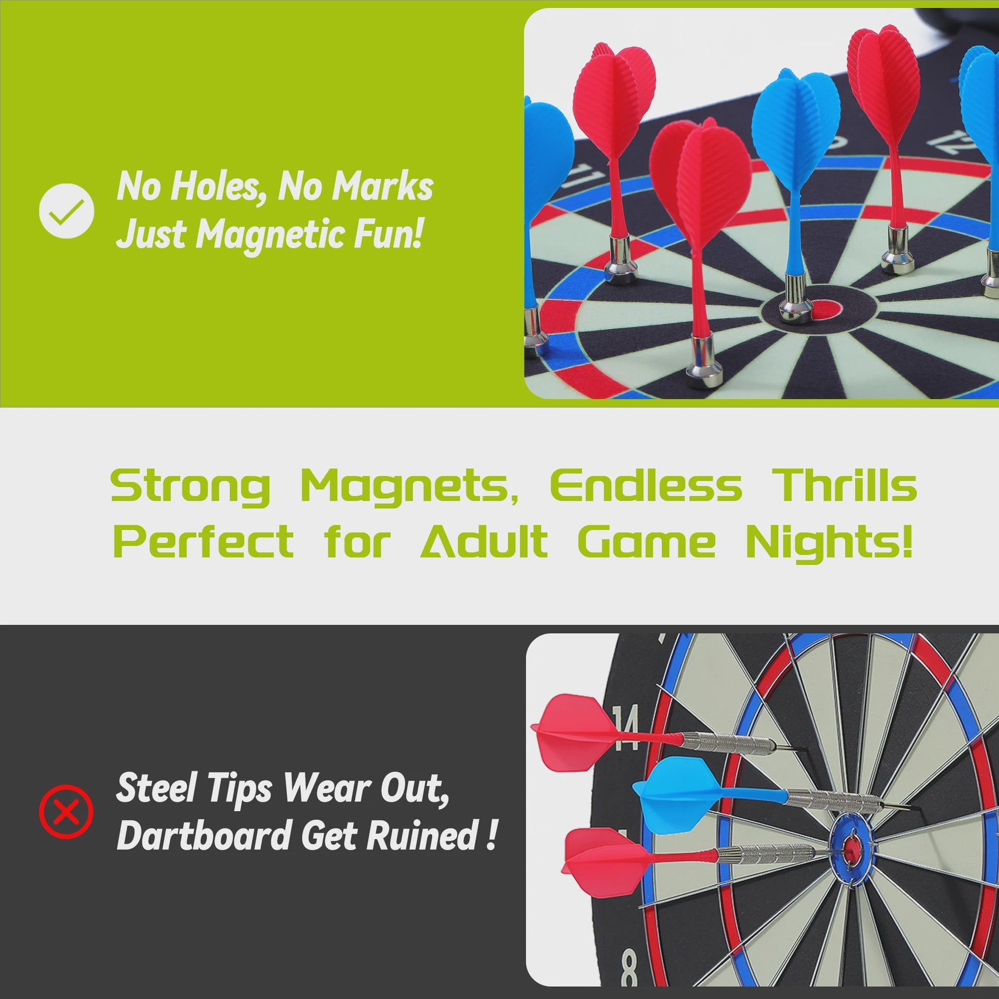 Dubbelzijdig Magnetisch Dartbord 15 Inch met 12 Darts & Haak - Plezier voor Feestjes en Spelletjes