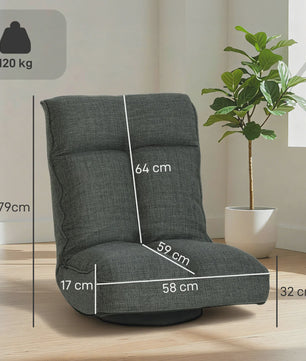 Opvouwbare Vloerstoel met 360° Draaifunctie en Verstelbare Rugleuning - Comfortabele Fauteuil voor Woonkamer
