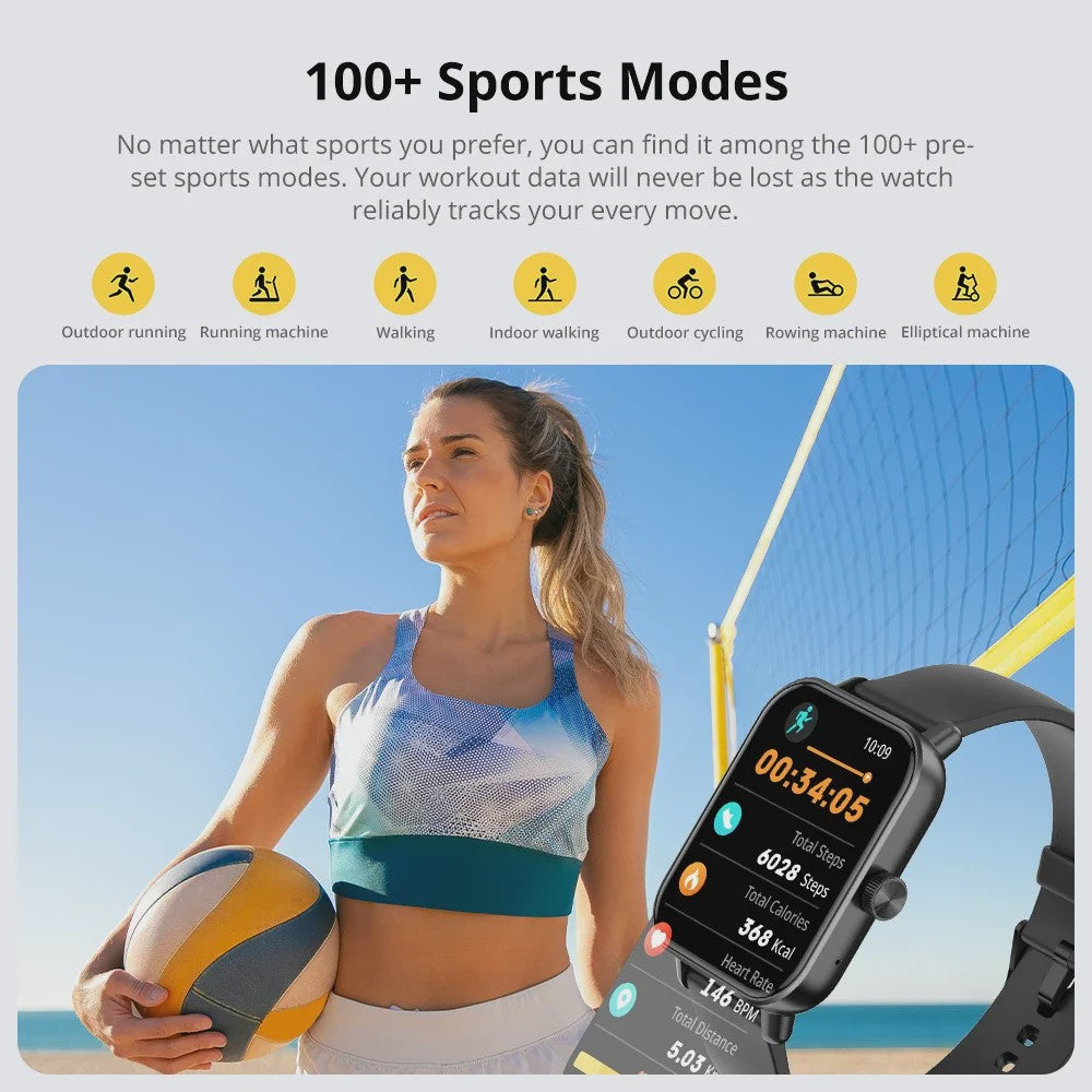 COLMI P81 Smartwatch met Bellen, 1.9" HD Scherm, 24H Gezondheidsmonitoring & 100+ Sportmodi