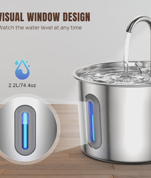 RVS Katten Drinkfontein 2.2L - Vaatwasserbestendig & Stille Pomp