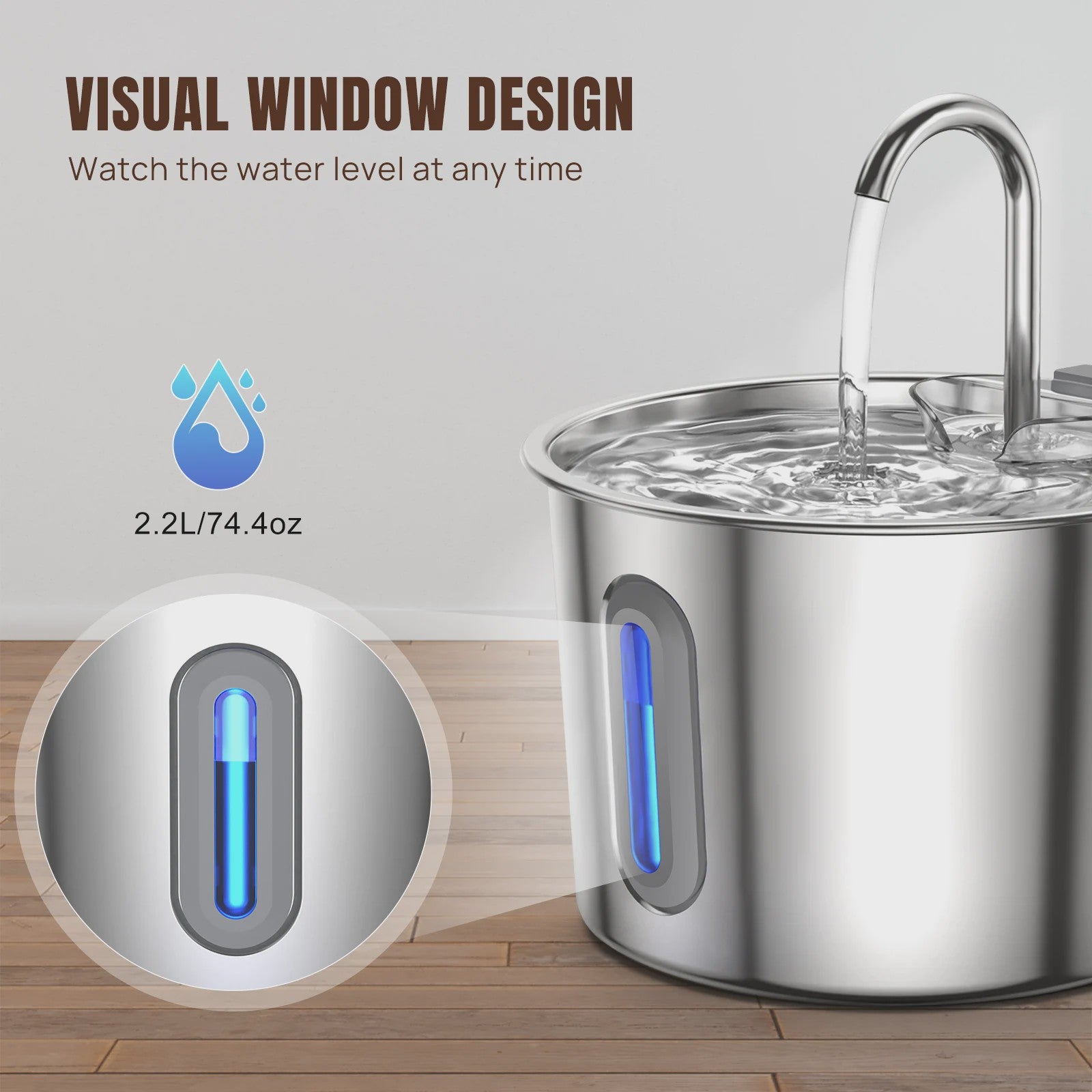 RVS Katten Drinkfontein 2.2L - Vaatwasserbestendig & Stille Pomp