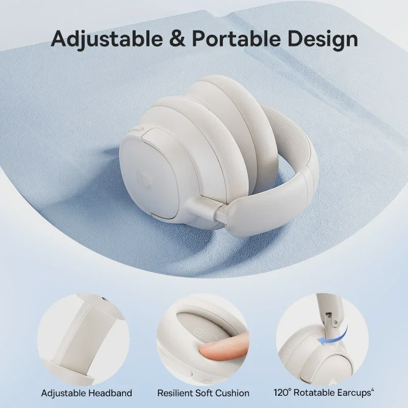 Baseus Bass EH10 NC Draadloze Koptelefoon - 45dB Noise Cancelling, 80 Uur Batterij, Bluetooth 6.0